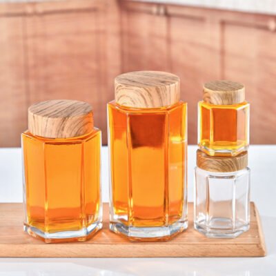Wooden lid honey jar