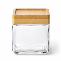 Square glass food jar